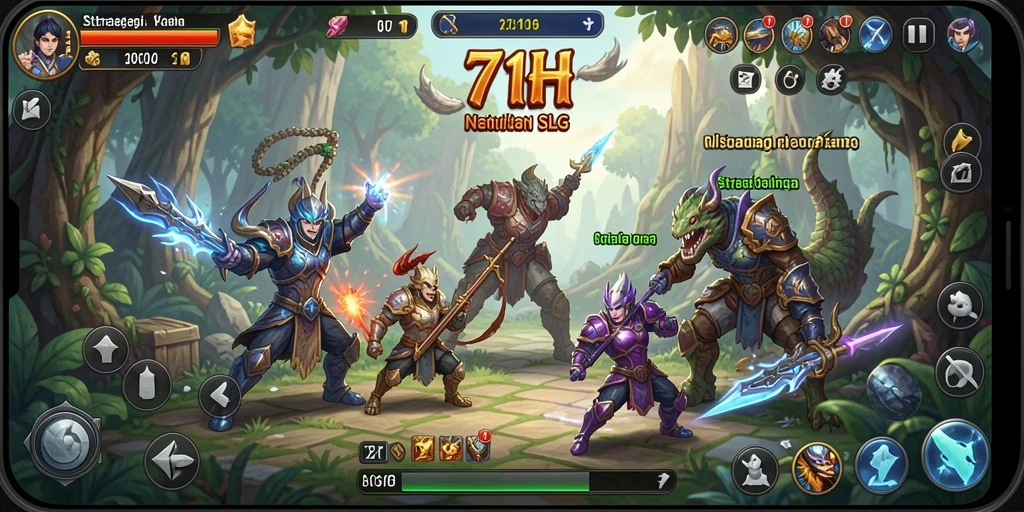 Tampilan gameplay SLG yang mendebarkan dan interaktif di 71H.