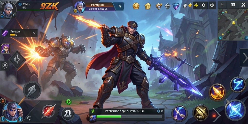 Tangkapan layar dari gameplay seru MOBA di 9ZK.