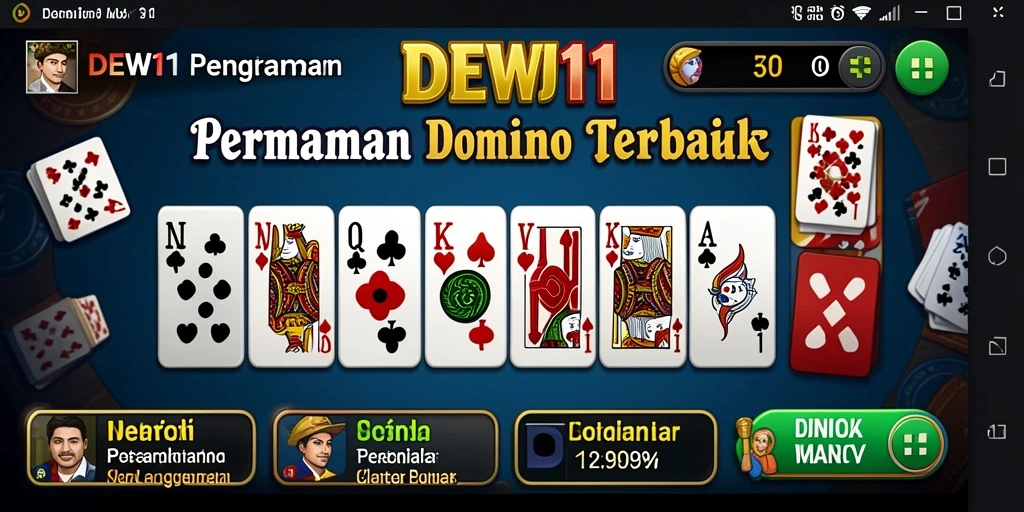 Screenshot gameplay DEWI11 dengan suasana seru saat bermain domino.