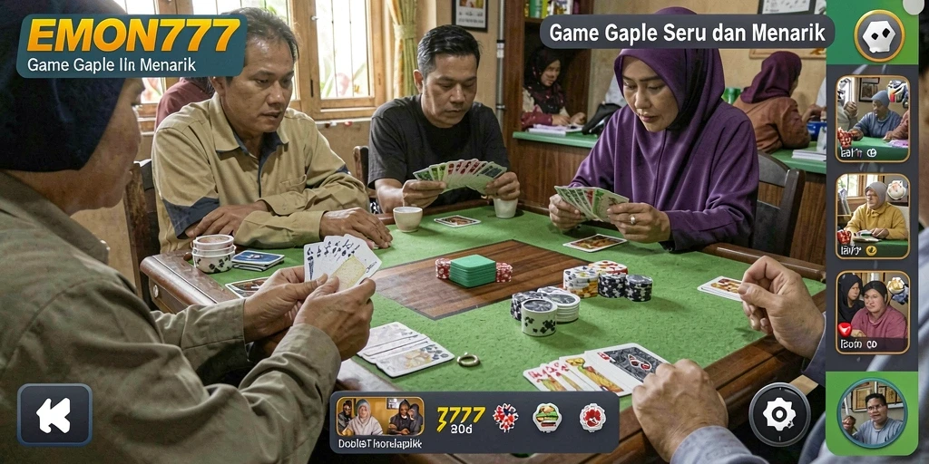 Tampilan gameplay seru dalam EMON777 dengan suasana Gaple yang kental.