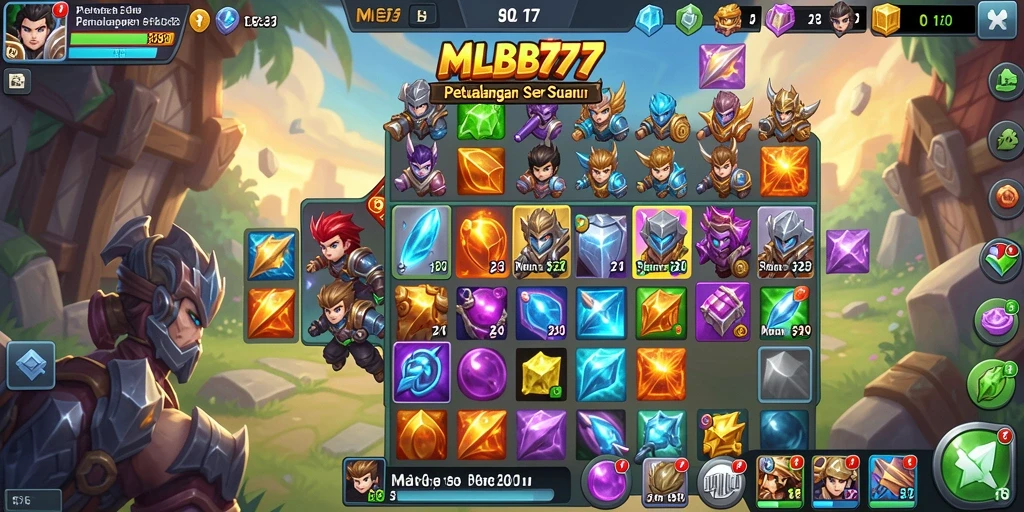 Tampilan gameplay menarik dengan permata berwarna dalam MLBB777.