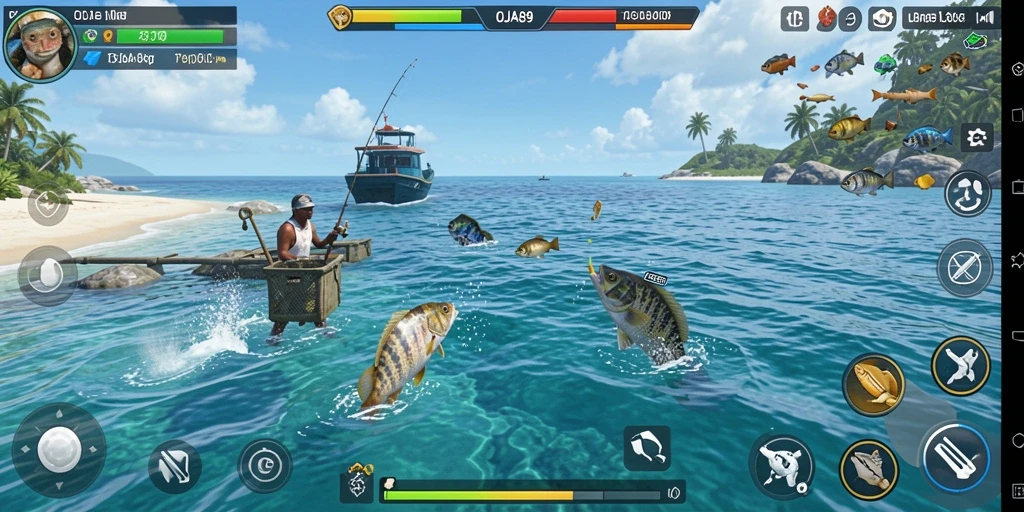 Screenshot utama OJA89 menampilkan aksi memancing yang mendebarkan.