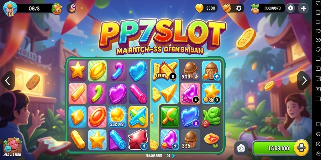 Tampilan gameplay menarik dalam PP7SLOT dengan elemen Match-3.