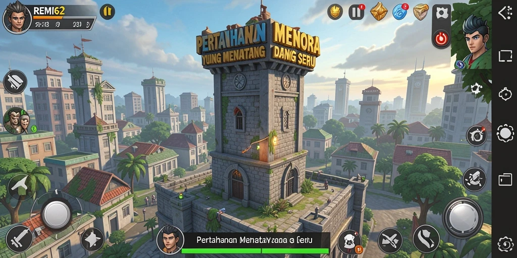 Tampilan gameplay yang menegangkan dalam REMI62 Tower Defense.