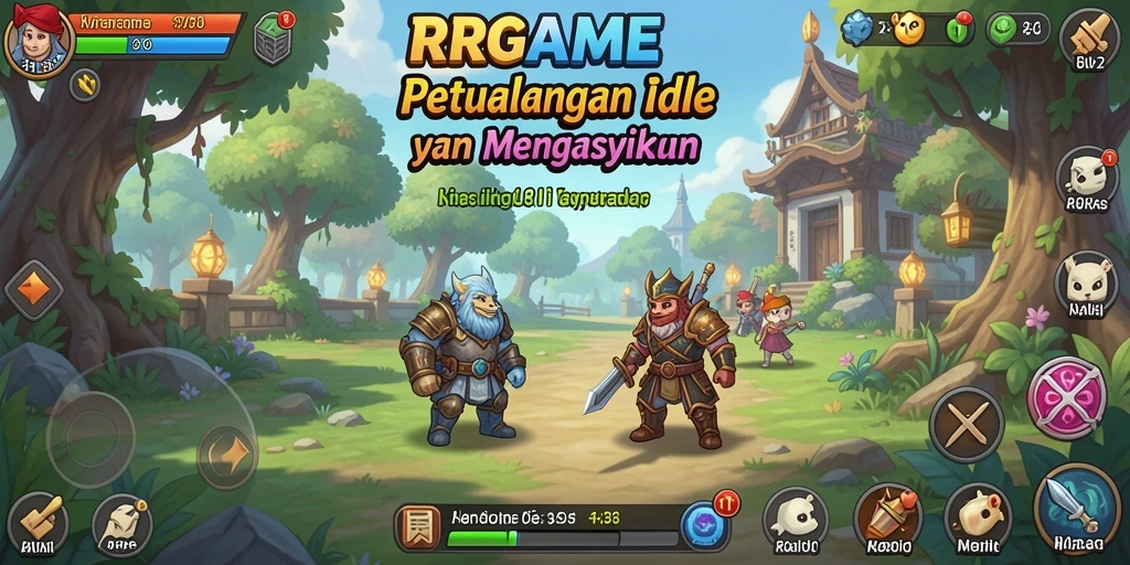 Tampilan gameplay RPGAME yang menunjukkan karakter sedang bertarung.