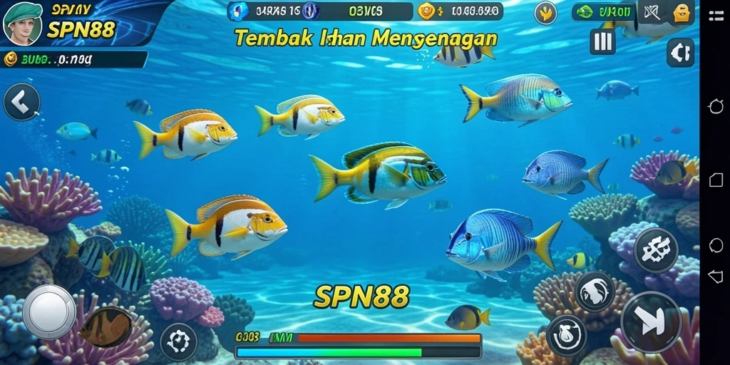 Tangkapan layar menunjukkan gameplay mendebarkan Tembak Ikan di SPN88.