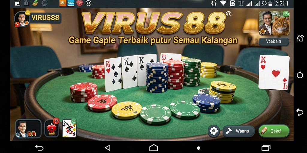 Tampilan gameplay VIRUS88 yang seru saat bermain Gaple.